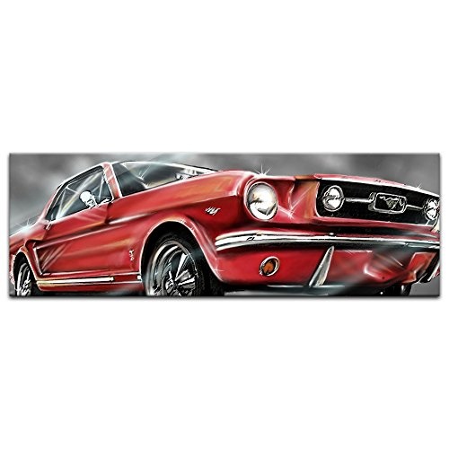 Glasbild - Mustang Graphic - rot - 120x40 cm - Deko Glas...