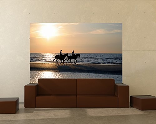 Bilderdepot24 Vlies Fototapete - Reiter im Sonnenuntergang - 225x150 cm - mit Kleister - Poster - Foto auf Tapete - Wandbild - Wandtapete - Vliestapete