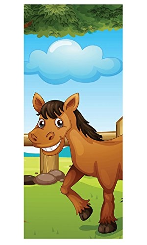Bilderdepot24 Türtapete selbstklebend Pferd II 90 x 200 cm - einteilig Türaufkleber Türfolie Türposter - Tier Kinderzimmer Junge Mädchen Cartoon Kind