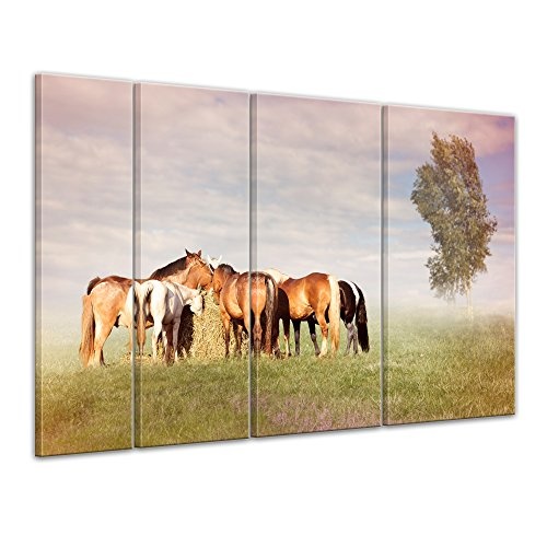 Keilrahmenbild Pferde auf der Weide - 180x120 cm Bilder...