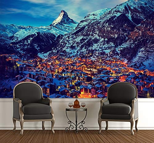 Fototapete selbstklebend Zermatt am Matterhorn in der Schweiz - Vintage - 230x150 cm - Wandtapete - Poster - Dekoration - Wandbild - Wandposter - Bild - Wandbilder - Wanddeko