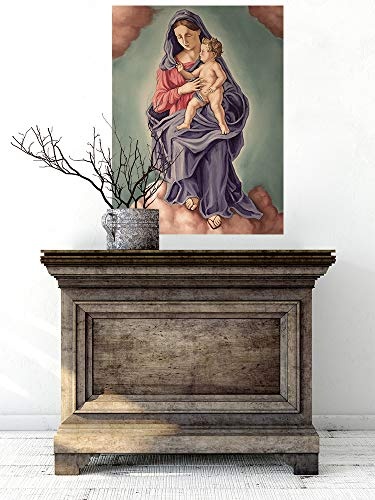 Fototapete selbstklebend Maria mit dem Kinde - Vintage - 100x130 cm - Wandtapete - Poster - Dekoration - Wandbild - Wandposter - Bild - Wandbilder - Wanddeko