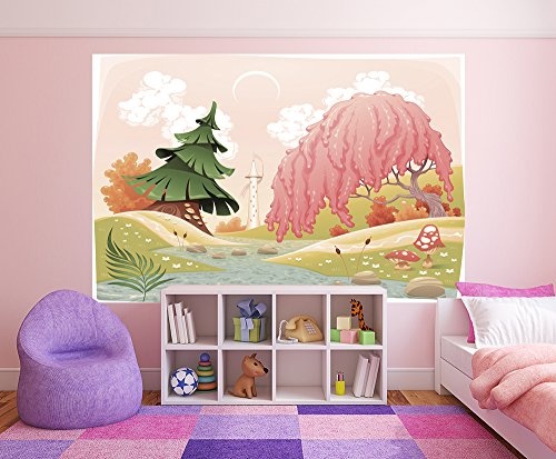 Bilderdepot24 Vlies Fototapete - Kinderbild - Bach im Märchenwald - Vintage - 150x100 cm - Poster - Foto auf Tapete - Wandbild - Wandposter - Wand