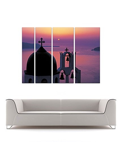 Keilrahmenbild - Mediteran II - Bild auf Leinwand - 180 x 120 cm 4tlg - Leinwandbilder - Bilder als Leinwanddruck - Landschaften - Sonnenuntergang über dem Mittelmeer