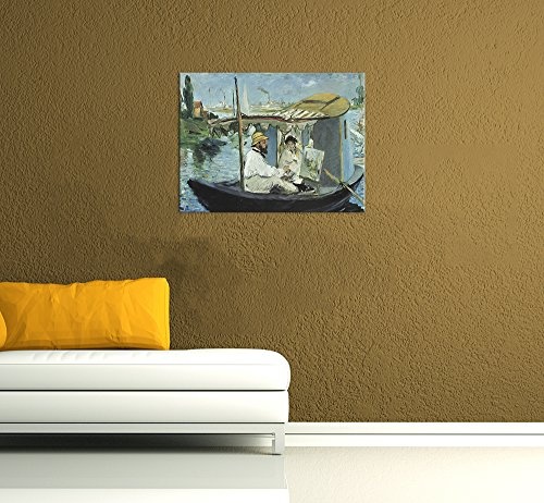 Leinwandbild Édouard Manet Die Barke - 120x90cm quer - Keilrahmenbild Wandbild Alte Meister Kunstdruck Bild auf Leinwand Berühmte Gemälde