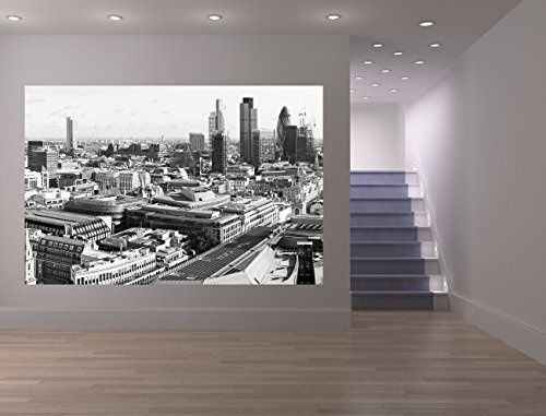 Bilderdepot24 Vlies Fototapete - London - Panorama - schwarz Weiss - 150x100 cm - mit Kleister - Poster - Foto auf Tapete - Wandbild - Wandtapete - Vliestapete