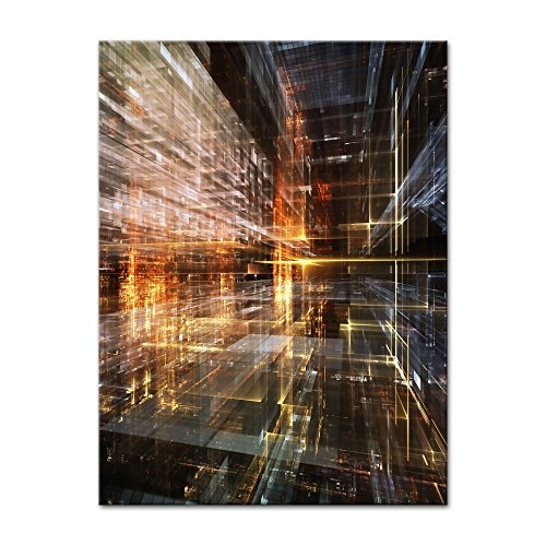 Keilrahmenbild - Abstrakte Kunst LVI - Bild auf Leinwand - 90x120 cm einteilig - Leinwandbilder - Abstrakt - virtueller Raum - Feuer und EIS