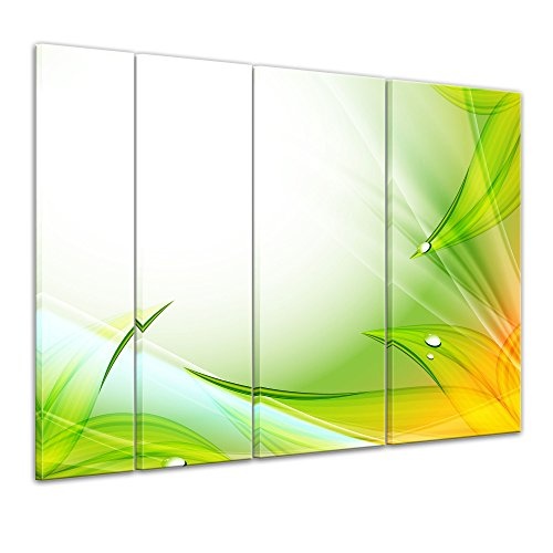 Keilrahmenbild - Abstrakte Kunst LIII - Bild auf Leinwand - 180x120 cm vierteilig - Leinwandbilder - Abstrakt - Grafik - Bildumrandung mit Blättern
