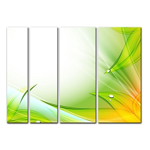 Keilrahmenbild - Abstrakte Kunst LIII - Bild auf Leinwand - 180x120 cm vierteilig - Leinwandbilder - Abstrakt - Grafik - Bildumrandung mit Blättern