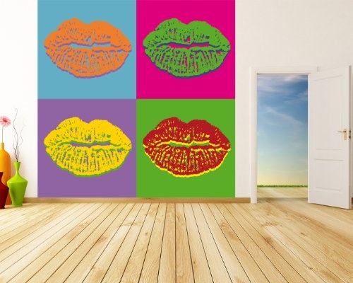 Bilderdepot24 Vlies Fototapete - Pop-Art Lippen - 420x420 cm - mit Kleister - Poster - Foto auf Tapete - Wandbild - Wandtapete - Vliestapete