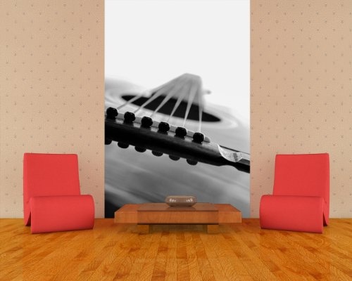 Bilderdepot24 Fototapete selbstklebend Gitarrenkorpus - schwarz weiß 180x270 cm - Designtapete Wallpaper Print - Rock Pop Noten Saiteninstrument Spielen musizieren