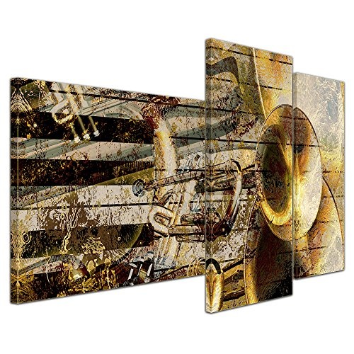 Wandbild - Trompete und Piano abstrakt - Bild auf Leinwand - 130x80 cm 3 teilig - Leinwandbilder - Urban & Graphic - Kunst - Musikinstrumente - grafische Darstellung