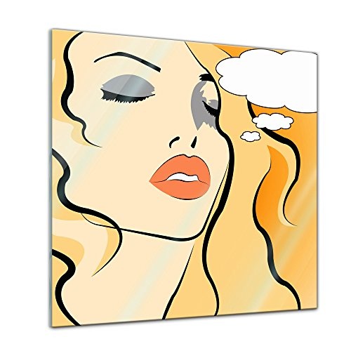 Glasbild - Pop Art Woman - 20x20 - Deko Glas - Wandbild aus Glas - Bild auf Glas - Moderne Glasbilder - Glasfoto - Echtglas - kein Acryl - Handmade