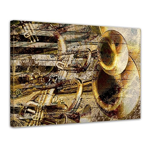 Wandbild - Trompete und Piano abstrakt - Bild auf Leinwand - 60x50 cm - Leinwandbilder - Urban & Graphic - Kunst - Musikinstrumente - grafische Darstellung