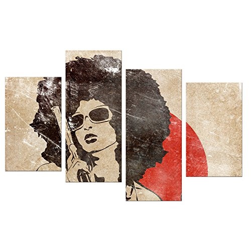 Wandbild - Retro Never Dies - Bild auf Leinwand - 120x80 cm 4 teilig - Leinwandbilder - Urban & Graphic - Motown - Pulp Fiction - 70er Jahre - Grunge