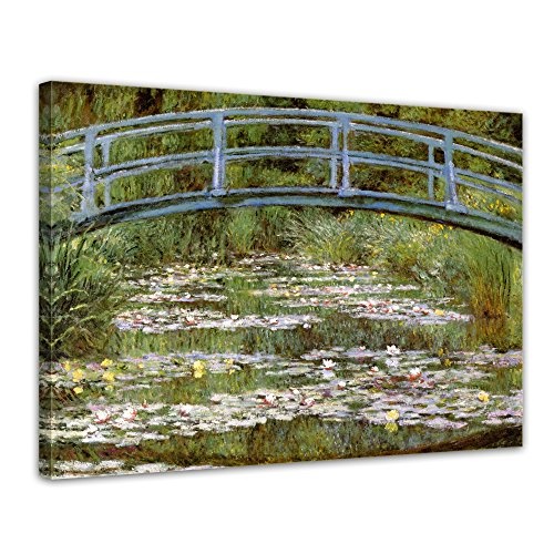 Wandbild Claude Monet Die japanische Brücke - 40x30cm quer - Alte Meister Berühmte Gemälde Leinwandbild Kunstdruck Bild auf Leinwand