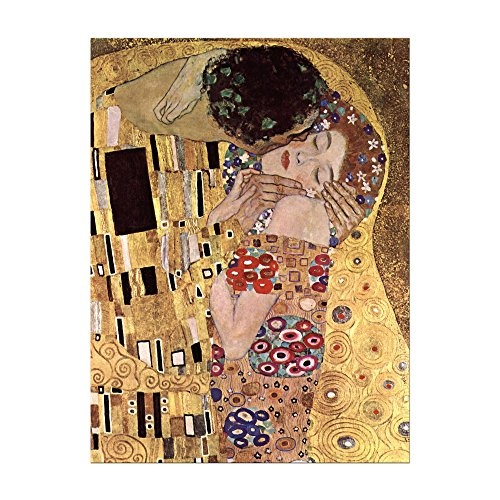 Wandbild Gustav Klimt Der Kuss - 30x40cm hochkant - Alte Meister Berühmte Gemälde Leinwandbild Kunstdruck Bild auf Leinwand