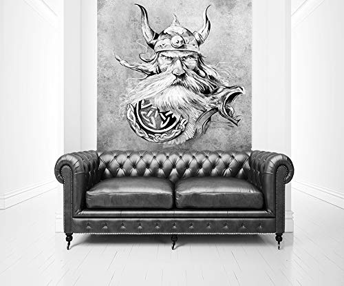 Fototapete selbstklebend Wikinger, Tattoo Art - schwarz weiß 50x50 cm - Wandtapete - Poster - Dekoration - Wandbild - Wandposter - Bild - Wandbilder - Wanddeko