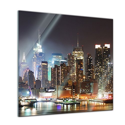 Glasbild - New York IV - 30 x 30 cm - Deko Glas - Wandbild aus Glas - Bild auf Glas - Moderne Glasbilder - Glasfoto - Echtglas - kein Acryl - Handmade
