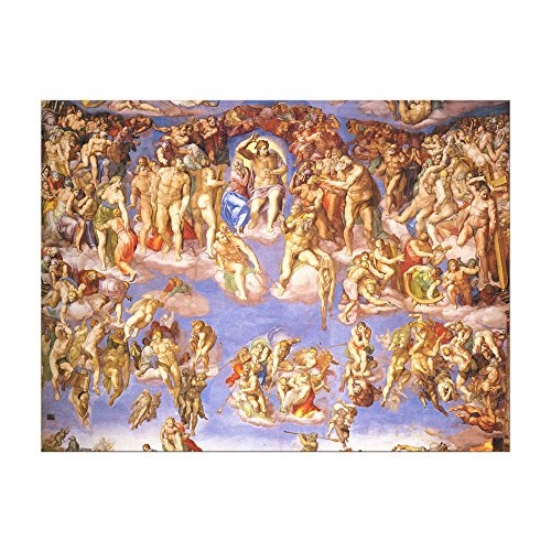 Leinwandbild Michelangelo Jüngstes Gericht II - 80x60cm quer - Wandbild Alte Meister Kunstdruck Bild auf Leinwand Berühmte Gemälde