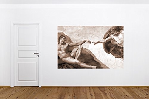 Bilderdepot24 Vlies Fototapete Michelangelo - Alte Meister - Die Erschaffung Adams - sephia - Sepia - 150x100 cm - mit Kleister - Poster - Foto auf Tapete - Wandbild - Wandtapete - Vliestapete