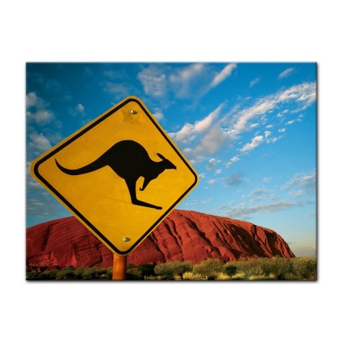 Wandbild - Ayers Rock - Australien - Bild auf Leinwand - 40x30 cm - Leinwandbilder - Landschaften - Nationalpark - Wüste - Berg - Symbol - Känguru