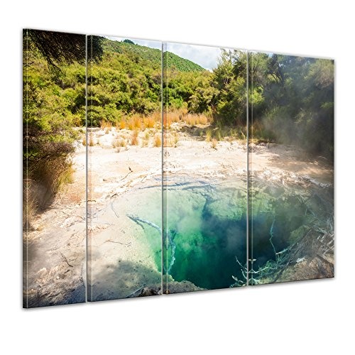 Keilrahmenbild - Tokaanu Thermalquelle - Neuseeland - Bild auf Leinwand - 180x120 cm vierteilig - Leinwandbilder - Landschaften - einladenmde, warme Quelle