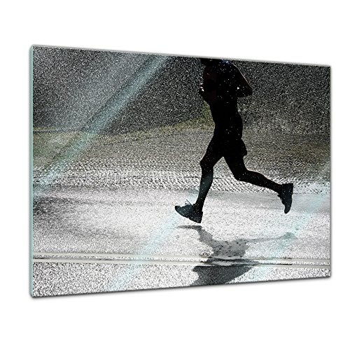 Glasbild - Running Retro - 80x60 cm - Deko Glas - Wandbild aus Glas - Bild auf Glas - Moderne Glasbilder - Glasfoto - Echtglas - kein Acryl - Handmade