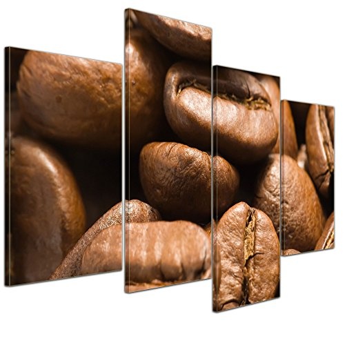 Wandbild - Kaffeebohnen - Bild auf Leinwand 120 x 80 cm 4tlg - Leinwandbilder - Bilder als Leinwanddruck - Essen & Trinken - braun - geröstete Bohnen