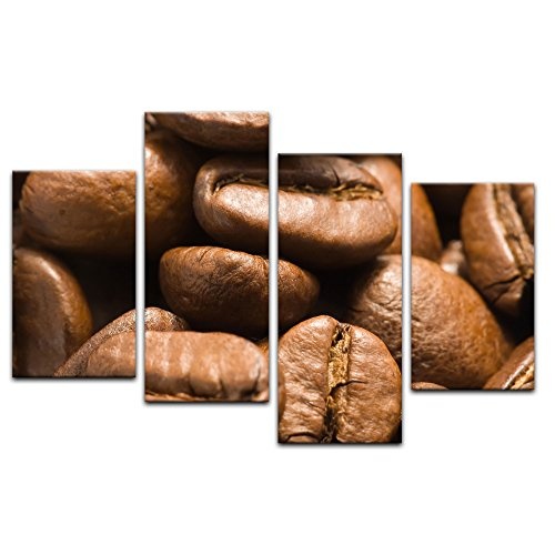 Wandbild - Kaffeebohnen - Bild auf Leinwand 120 x 80 cm 4tlg - Leinwandbilder - Bilder als Leinwanddruck - Essen & Trinken - braun - geröstete Bohnen