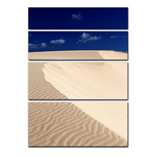 Keilrahmenbild - Sanddüne II - Bild auf Leinwand - 120 x 180 cm 4tlg - Leinwandbilder - Bilder als Leinwanddruck - Landschaften - Natur - Sonne - Wüste - Blauer Himmel