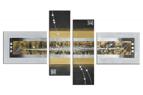 Bilderdepot24 Wandbild - Abstrakte Kunst M1 - handgemaltes Leinwandbild 120x70cm 4 teilig 3009