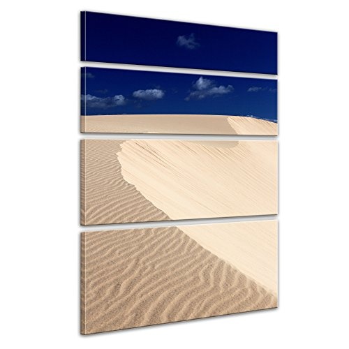 Keilrahmenbild - Sanddüne II - Bild auf Leinwand - 120x180 cm 4 teilig - Leinwandbilder - Bilder als Leinwanddruck - Landschaften - Natur - Sonne - Wüste - Blauer Himmel