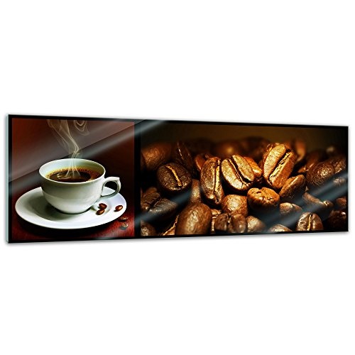 Glasbild - Kaffee Collage II - 120x40 cm - Deko Glas -...