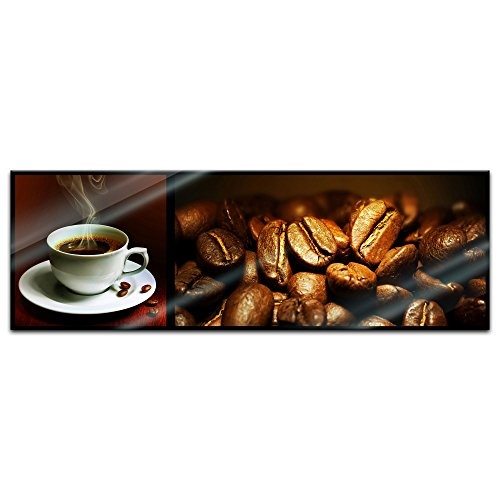 Glasbild - Kaffee Collage II - 120x40 cm - Deko Glas -...