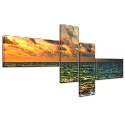 Wandbild - Tropical Sunset - Bild auf Leinwand 200 x 90...