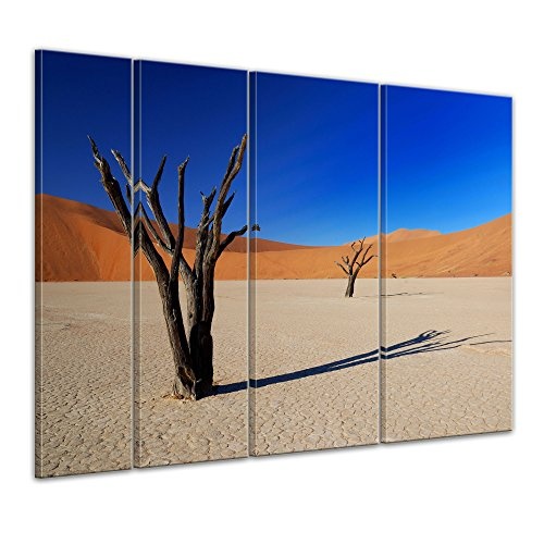 Keilrahmenbild - Tote Bäume im Deadvlei - Namibia - Bild auf Leinwand - 180x120 cm 4 teilig - Leinwandbilder - Bilder als Leinwanddruck - Landschaften - Natur - Sonne - Afrika - Namib Naukluft Nationalpark
