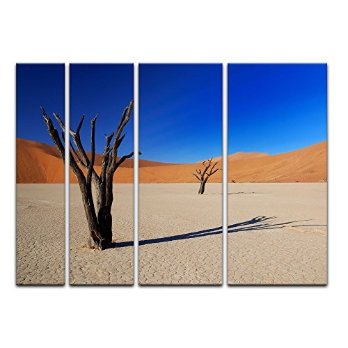 Keilrahmenbild - Tote Bäume im Deadvlei - Namibia - Bild auf Leinwand - 180x120 cm 4 teilig - Leinwandbilder - Bilder als Leinwanddruck - Landschaften - Natur - Sonne - Afrika - Namib Naukluft Nationalpark