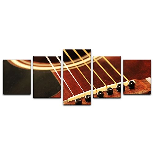 Wandbild - Gitarre - Bild auf Leinwand 200 x 80 cm 5tlg - Leinwandbilder - Bilder als Leinwanddruck - Kunst & Life Style - Musik - Instrument - Gitarrenkorpus