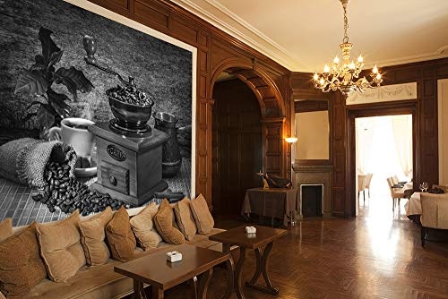 Fototapete selbstklebend Kaffeemühle - schwarz weiß 100x90 cm - Wandtapete - Poster - Dekoration - Wandbild - Wandposter - Bild - Wandbilder - Wanddeko