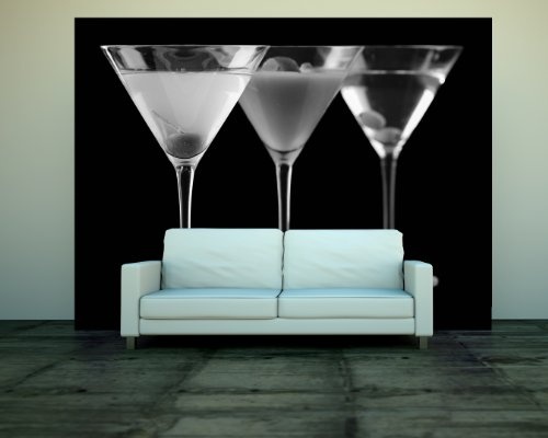 Bilderdepot24 Vlies Fototapete - Cocktails - schwarz Weiss - 270x180 cm - mit Kleister - Poster - Foto auf Tapete - Wandbild - Wandtapete - Vliestapete