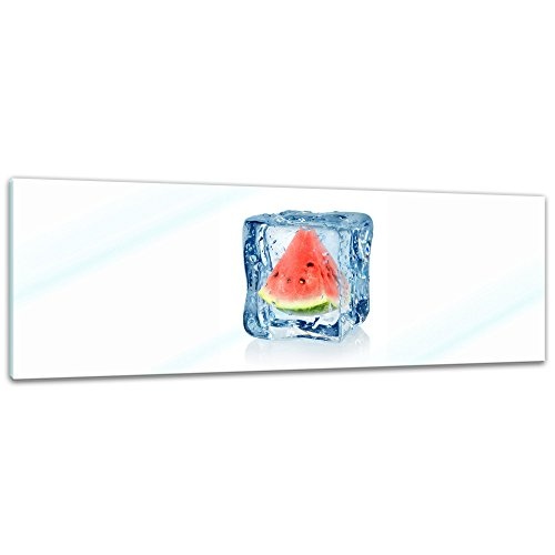 Glasbild - Eiswürfel Wassermelone - 90x30 cm - Deko...