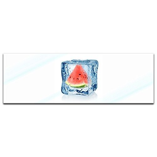 Glasbild - Eiswürfel Wassermelone - 90x30 cm - Deko Glas - Wandbild aus Glas - Bild auf Glas - Moderne Glasbilder - Glasfoto - Echtglas - kein Acryl - Handmade