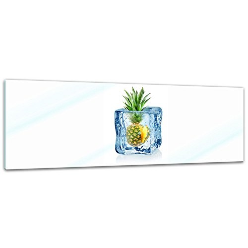 Glasbild - Eiswürfel Ananas - 90x30 cm - Deko Glas -...