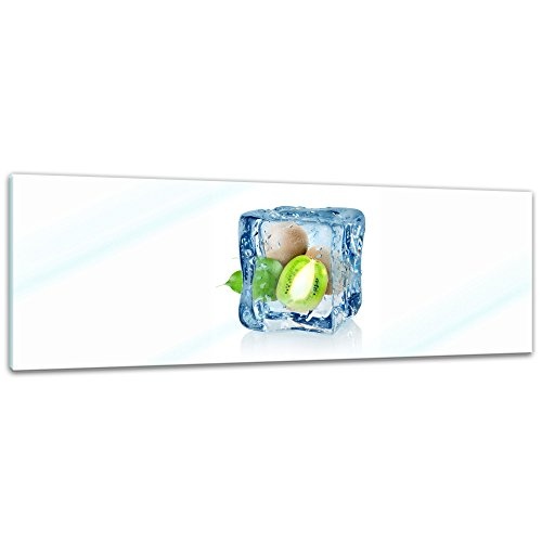 Glasbild - Eiswürfel Kiwi - 120x40 cm - Deko Glas -...