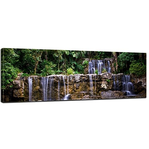 Keilrahmenbild - Wasserfall in Thailand - Bild auf Leinwand - 120x40 cm - Leinwandbilder - Landschaften - Asien - Kaskade - Khlong Yai Kee Wasserfall