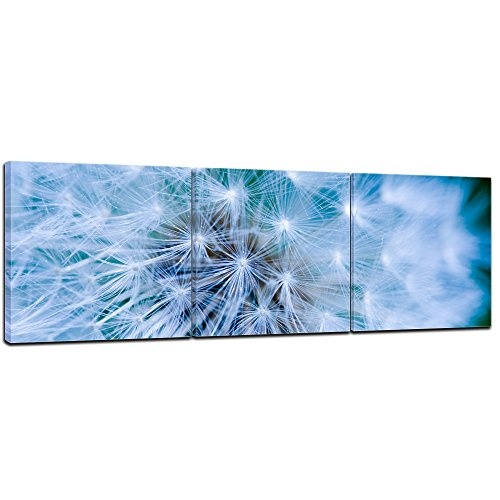 Wandbild - Pusteblume - Bild auf Leinwand - 120x40 cm 3tlg - Leinwandbilder - Pflanzen & Blumen - Fauna - Löwenzahn - Leichtigkeit