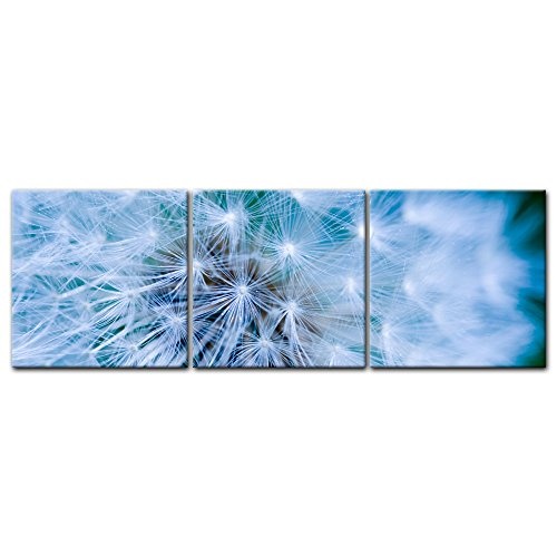 Wandbild - Pusteblume - Bild auf Leinwand - 120x40 cm 3tlg - Leinwandbilder - Pflanzen & Blumen - Fauna - Löwenzahn - Leichtigkeit
