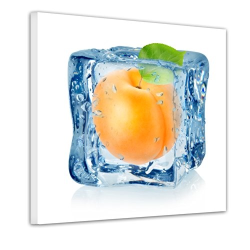Wandbild - Eiswürfel Aprikose - Bild auf Leinwand -...