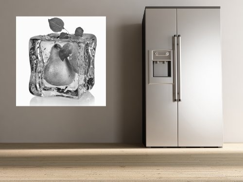 Vlies Fototapete - Eiswürfel mit Birne - schwarz Weiss - 50x50 cm - mit Kleister - Poster - Foto auf Tapete - Wandbild - Wandtapete - Vliestapete